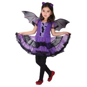 Purple Bat Costume for Girls - Vampire Little Witch Costume
